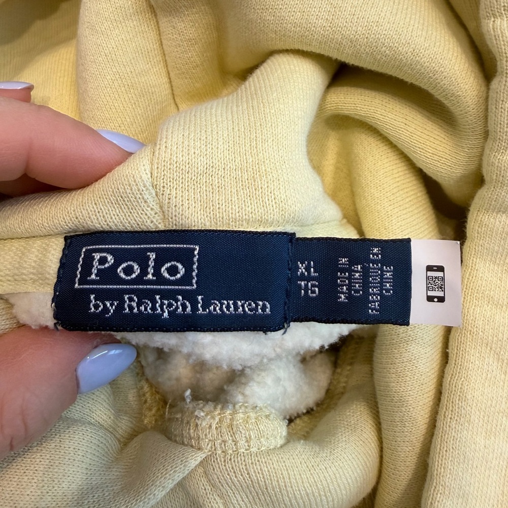 Polo Ralph Lauren Butter Yellow Pony Hoodie XL Shrunken Fit - Picture 3 of 3